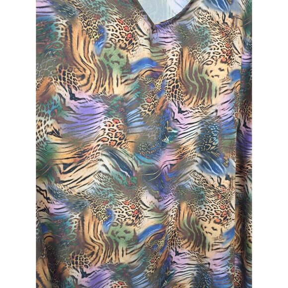 Cotton Bleu Womens Tiger Jungle Print Pullover Balloon Sleeve Blouse‎ Size 1X - Picture 5 of 12